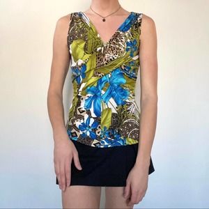 Y2k cache green floral top